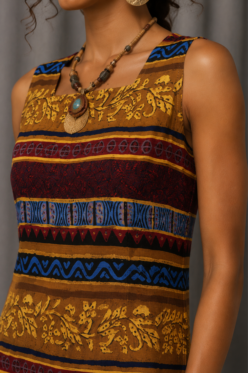 Vintage 90s Earth Tone Shift Dress | M/L
