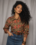 90s Multicolor Floral Print Blouse | SMALL