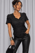 90s Black Beaded Sequin Blouse – SMALL