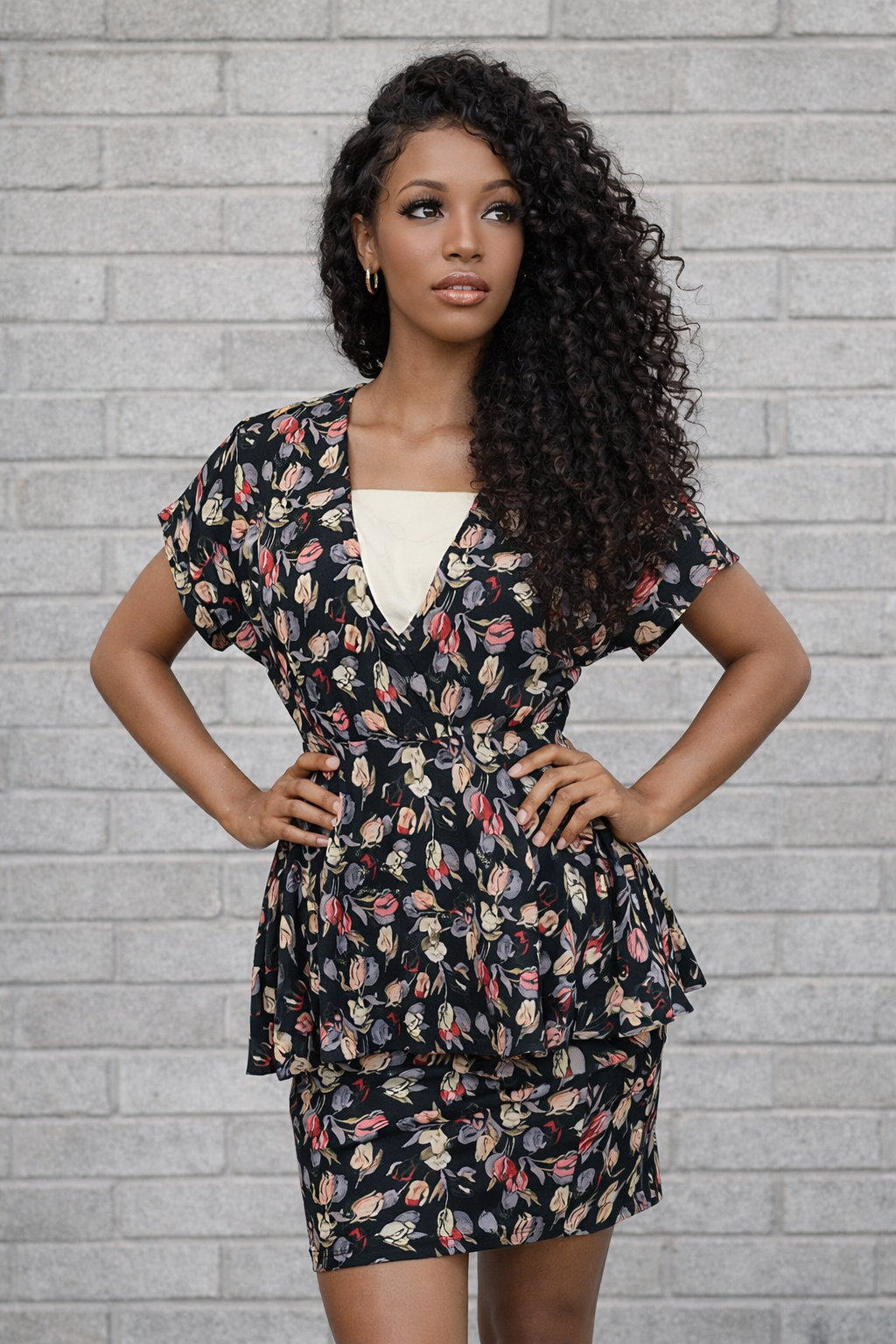 Vintage 90s Colorful Floral Dress | MEDIUM