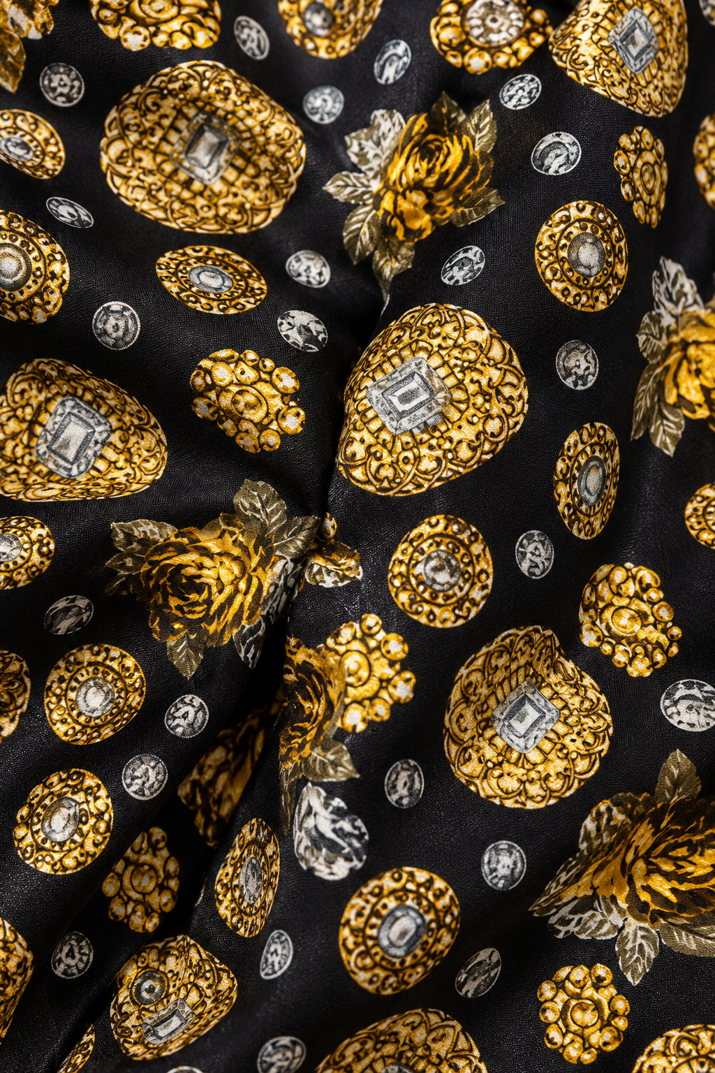 90s Black & Gold Baroque Blouse – XL