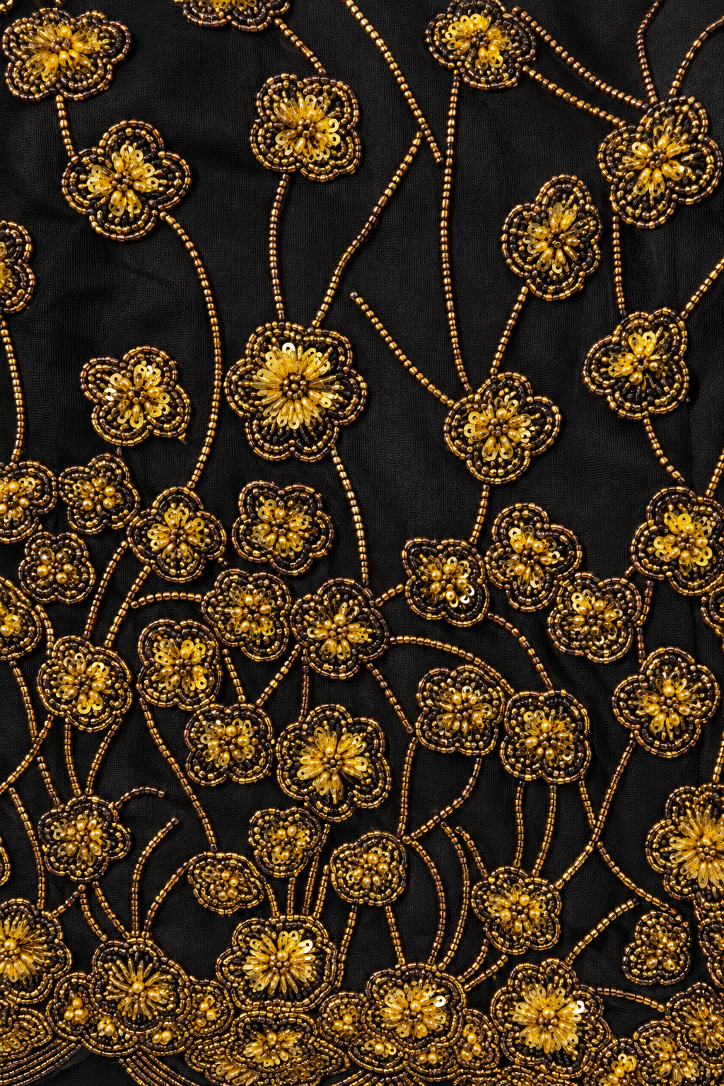 90s Black Silk Gold Beaded Blouse – Small
