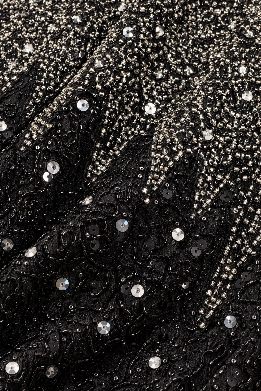 90s Black & Silver Beaded Silk Blouse – SMALL