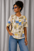 Vintage 90s Abstract Print Blouse - LARGE