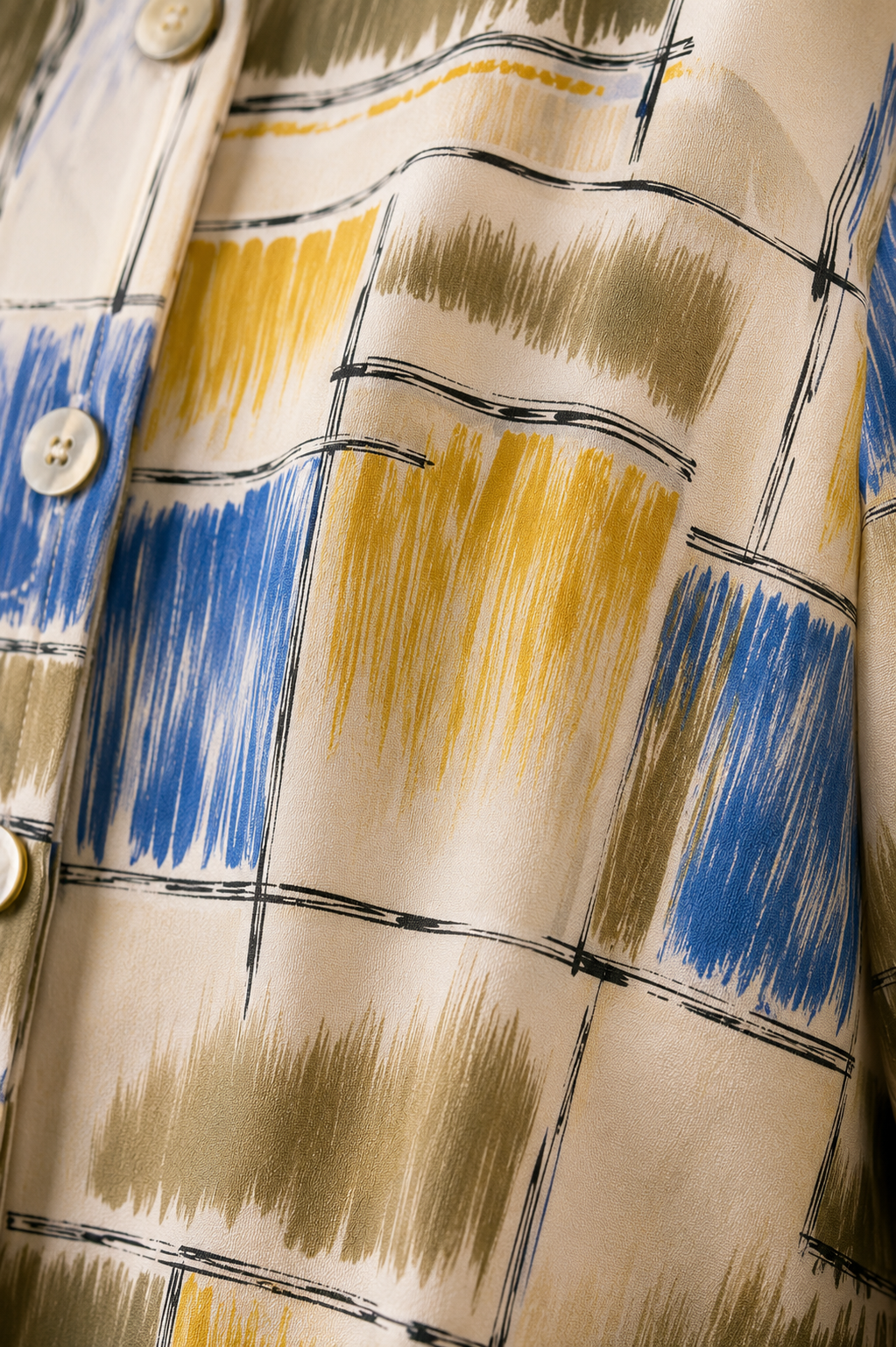 Vintage 90s Abstract Print Blouse - LARGE