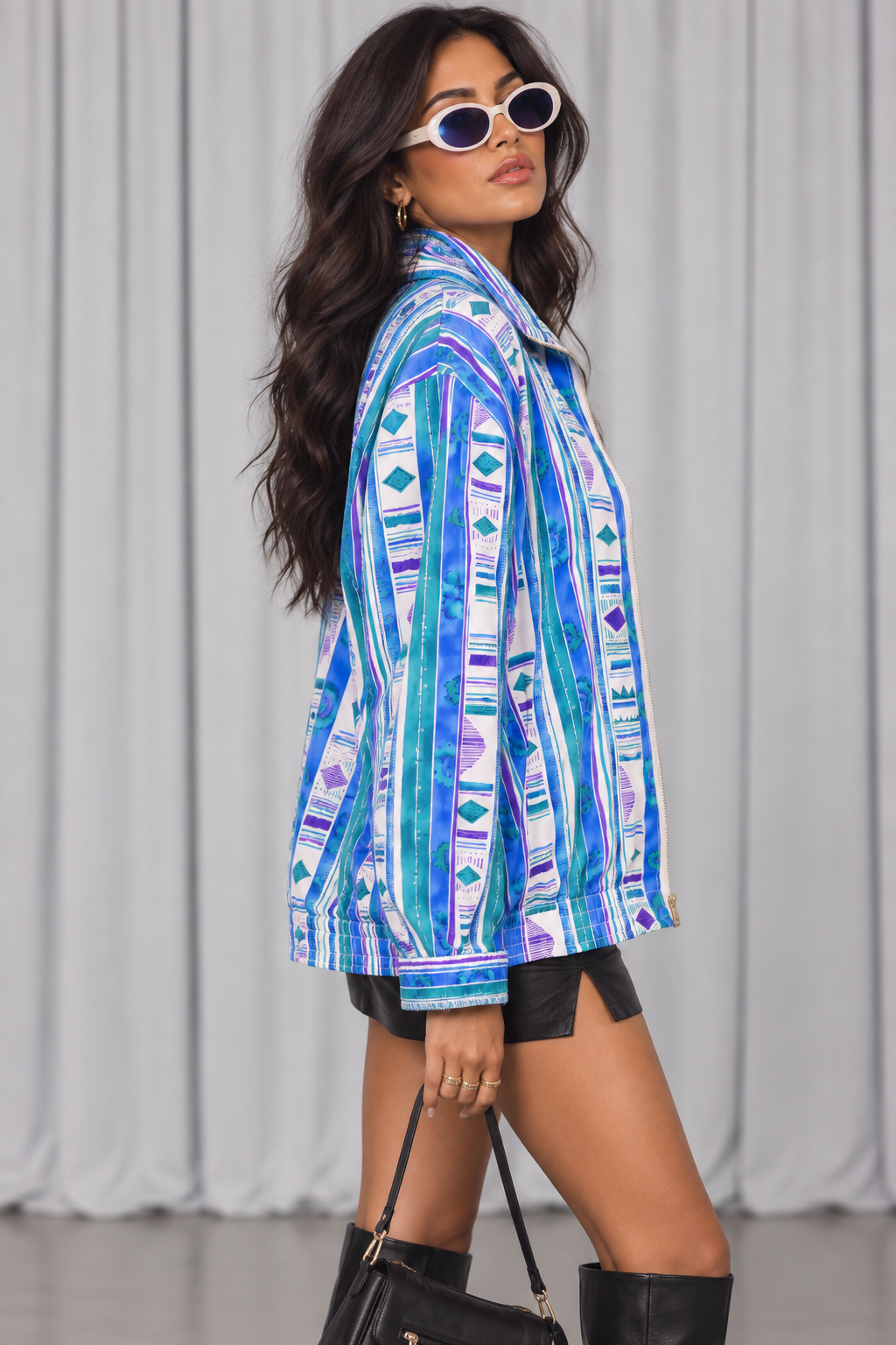 90s Colorful Windbreaker Jacket – XL