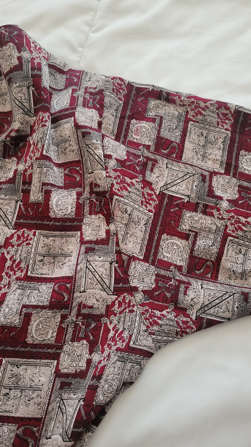 90s Burgundy Geometric Print Blouse – Large