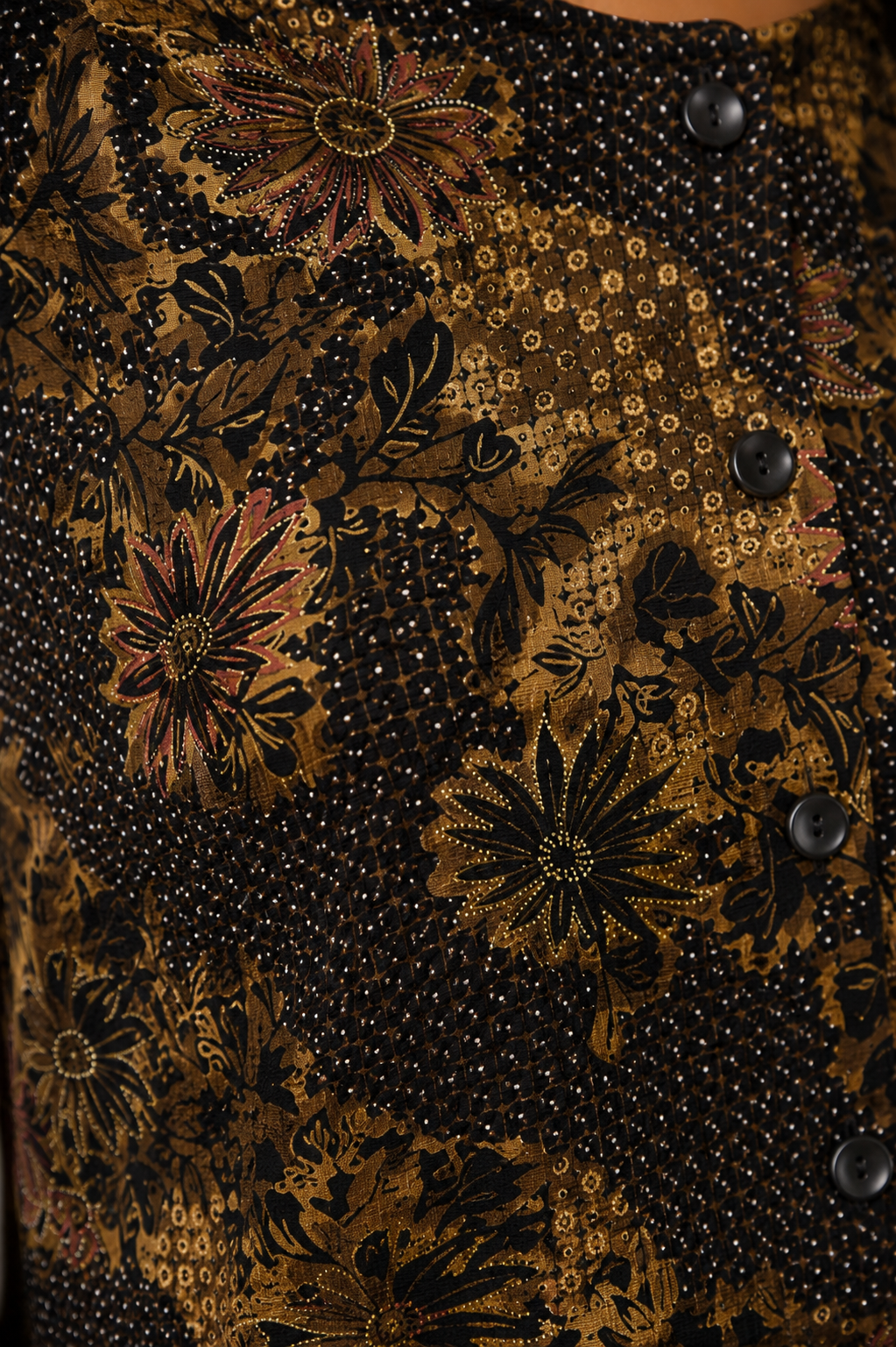 90s Brown Floral Print Top | LARGE
