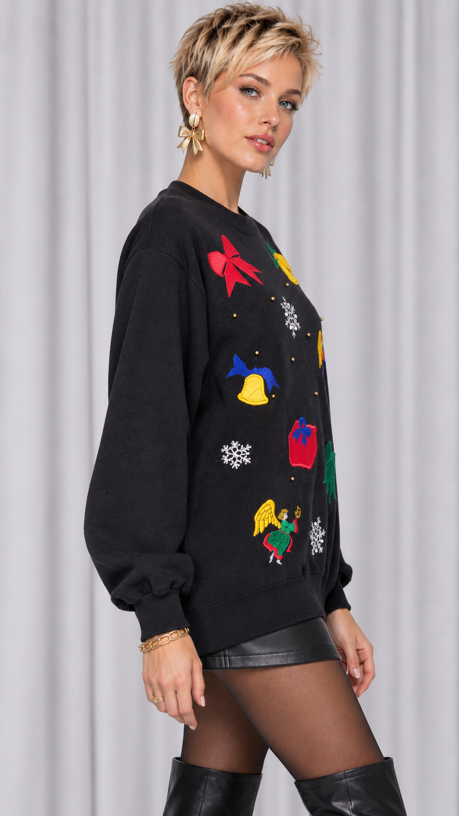 90s Black Christmas Sweater – 1X