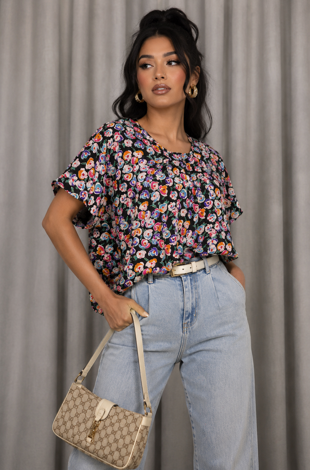 90s floral blouse