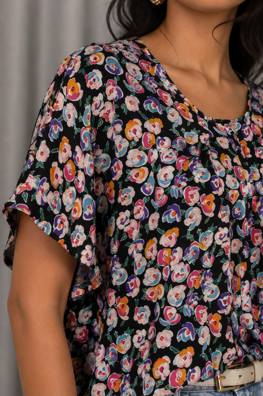 90s oversize floral top