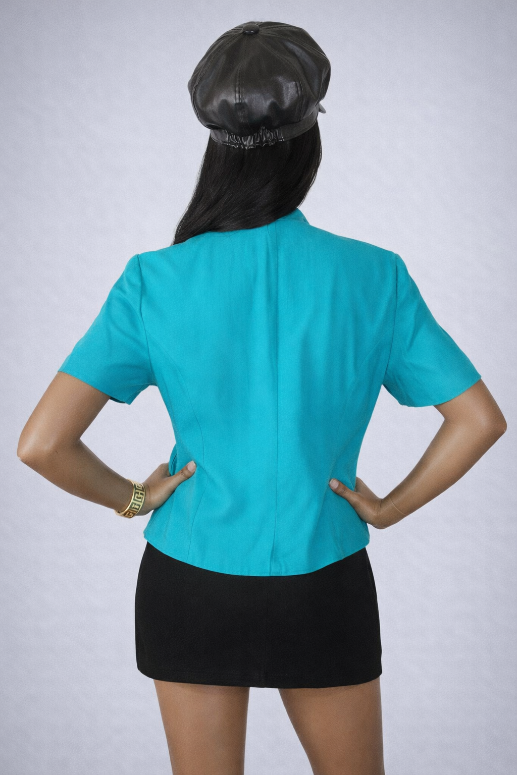 VINTAGE 1990's Turquoise Blue Blouse - SMALL