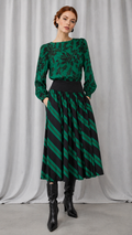 Vintage Emerald Green Silk Dress | Fits S-M