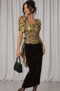 90s Gold Brocade & Velvet Evening Gown – MEDIUM
