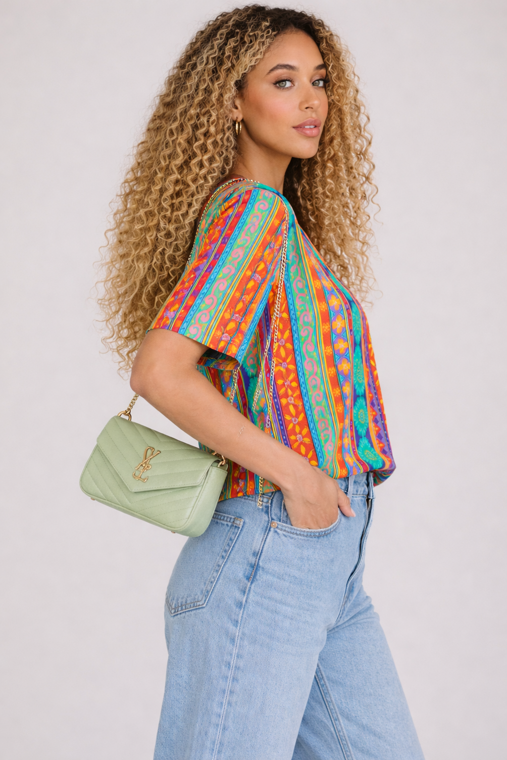 90s Vintage Colorful Abstract Blouse – MEDIUM