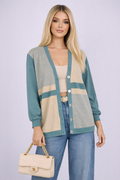 90s Oversized Preppy Green Cardigan - LARGE