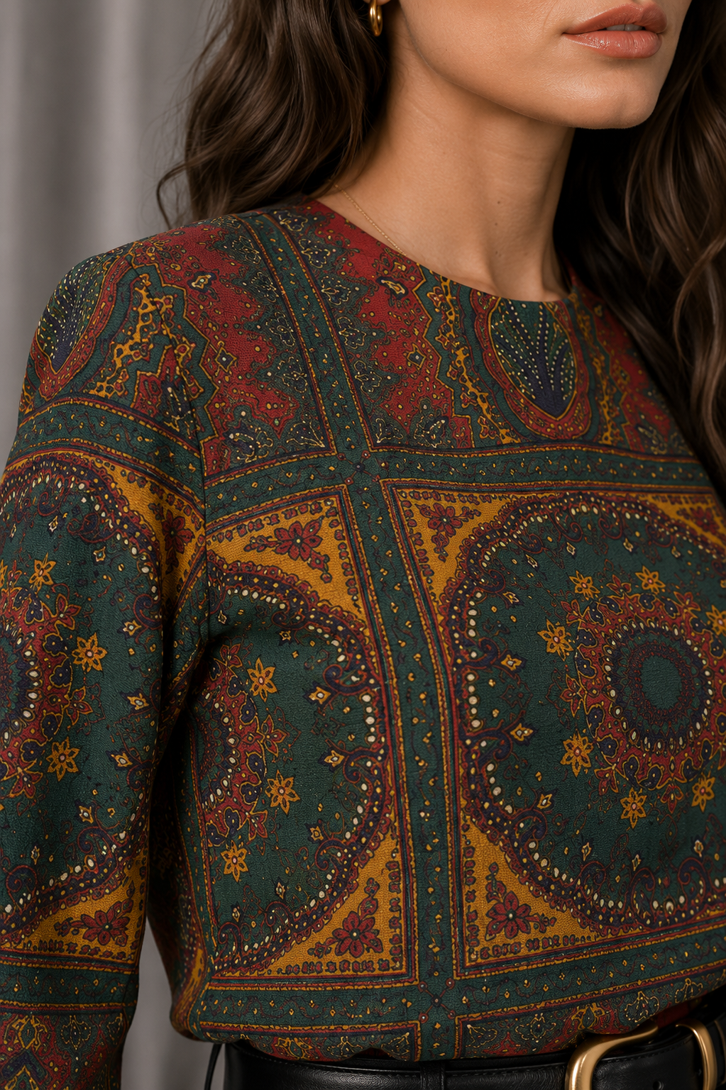 Vintage 90s Paisley Blouse - SMALL
