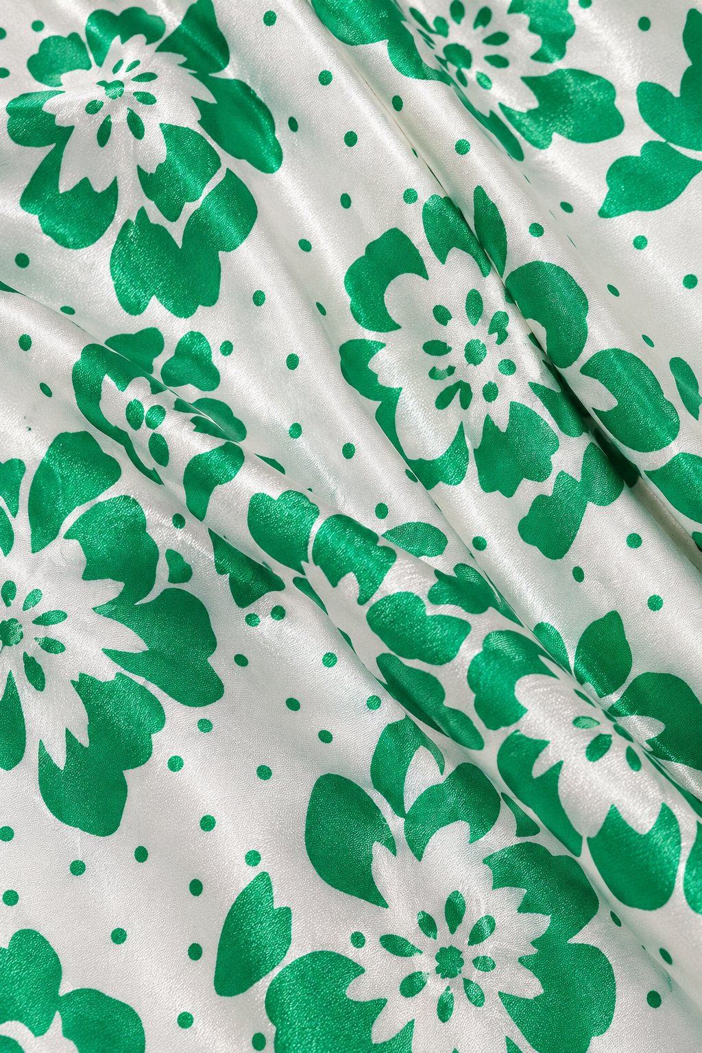 90s Vintage Kelly Green Floral Peplum Dress | Large