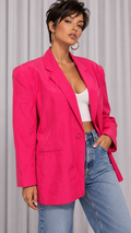 90s Hot Pink Silk Blazer - LARGE