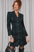90s Hunter Green Plaid Coat Dress – XS/S