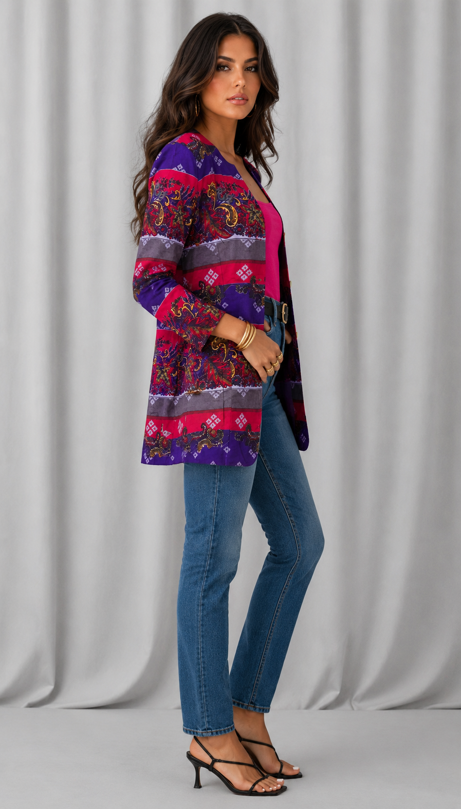 90s Pink Purple Paisley Blazer | SMALL