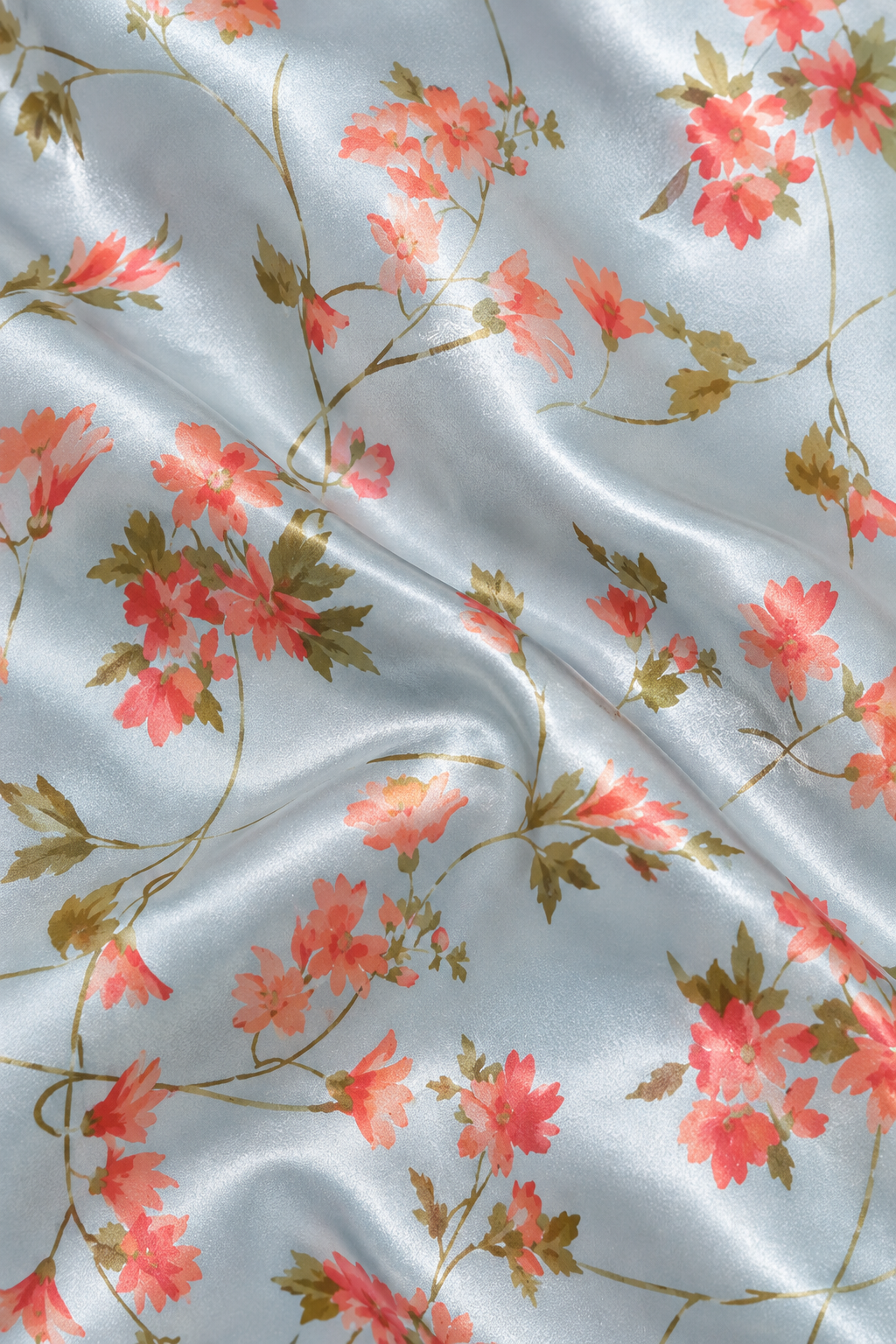 Vintage Light Blue Floral Satin Teddy – LARGE