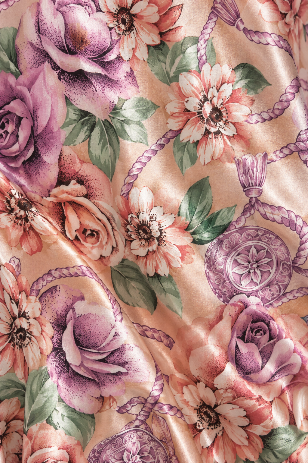 Pink Satin Floral Lace Nightgown – Medium