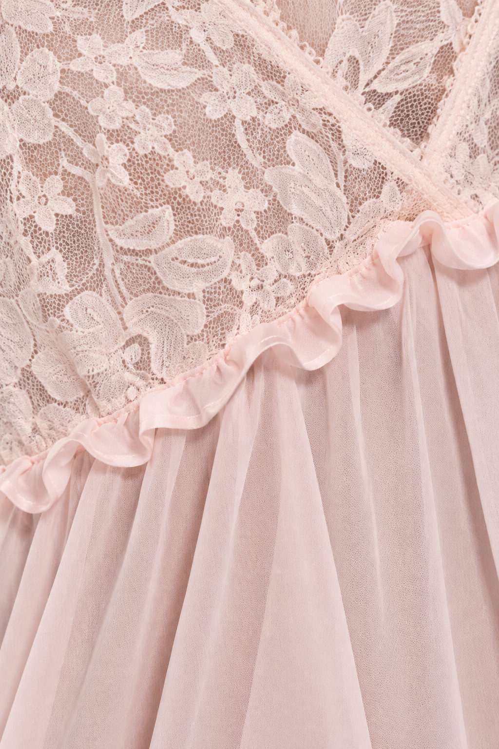 Light Pink Lace Ruffle Teddy – Large