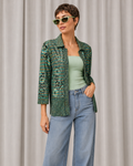 90s Mint Green Floral Embroidery Cardigan Sweater – LARGE