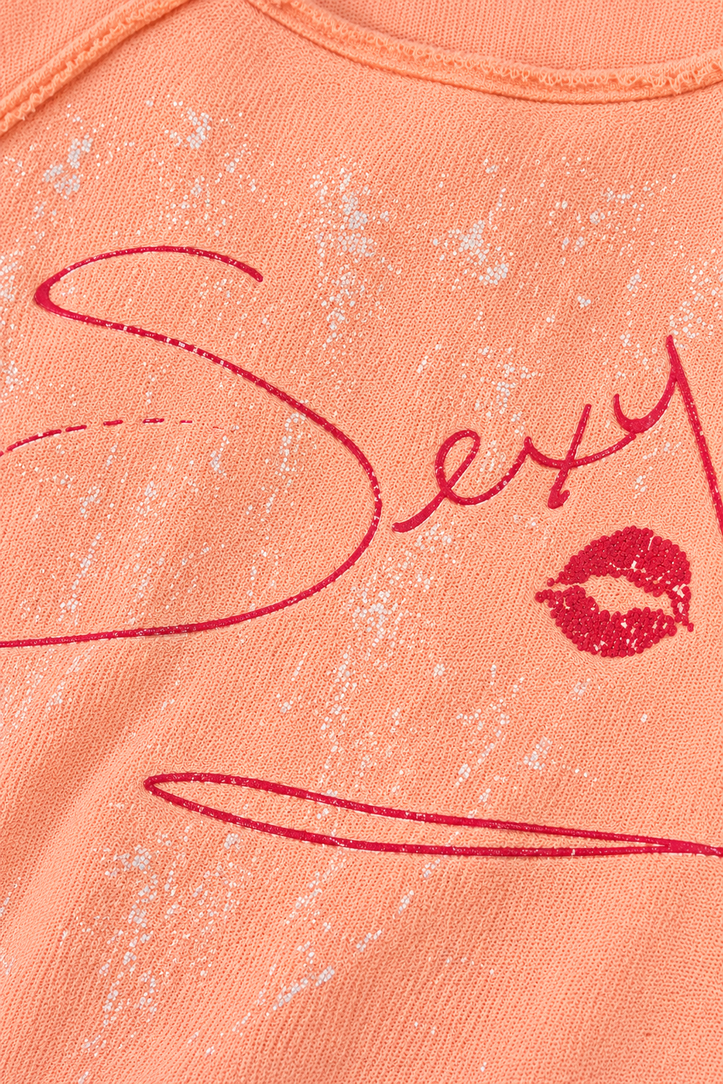 90s Peach Pink Sexy Graphic Crop Top – Medium