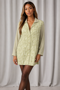 90s Olive Green Sheer Blouse | LARGE