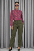 90s Vintage Pink Geometric Blouse | MEDIUM