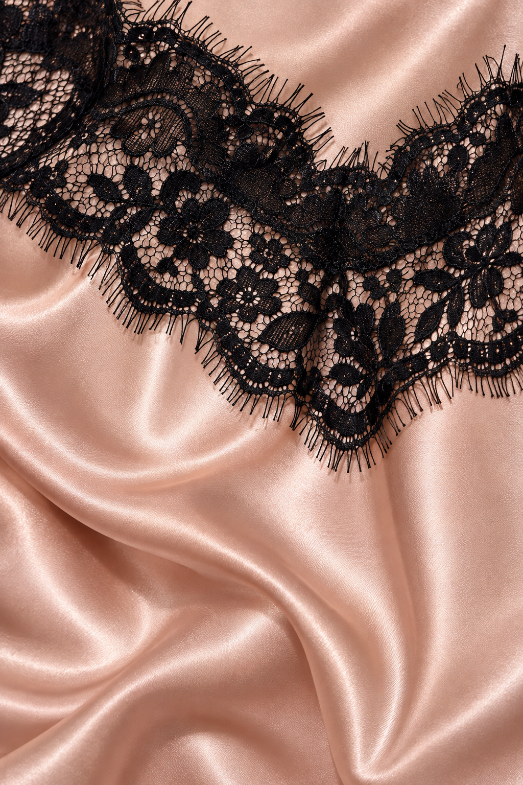 Vintage Pink Satin & Black Lace Camisole – Large