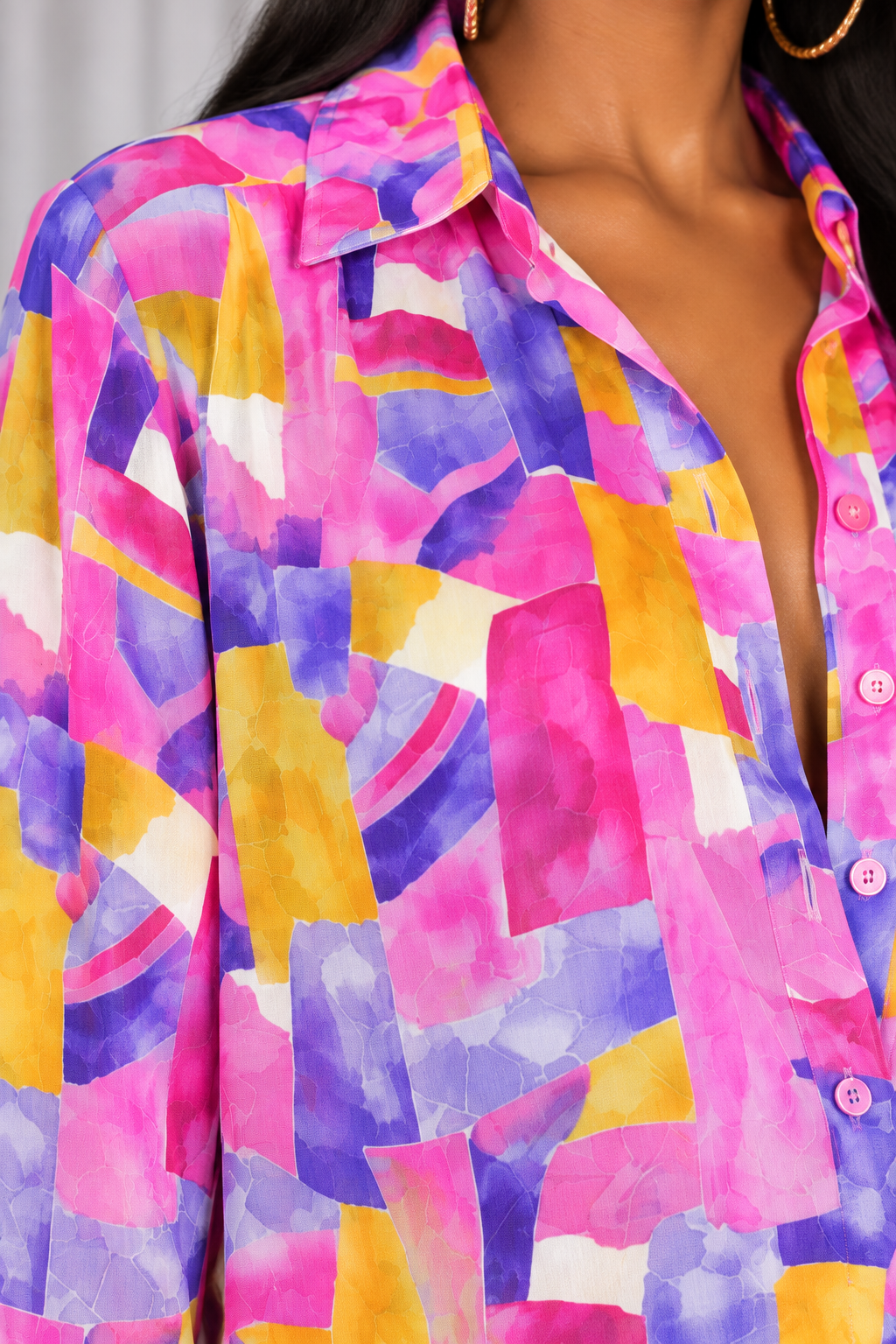 90s Pink & Purple Abstract Blouse – MEDIUM