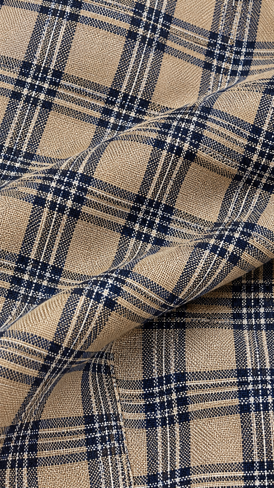 90s Vintage Tan & Blue Plaid Blazer - MEDIUM