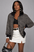 Vintage 90s Black & White Polka Dot Silk Jacket - Medium