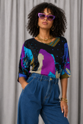 Vintage 90s Fuchsia Abstract Top - SMALL