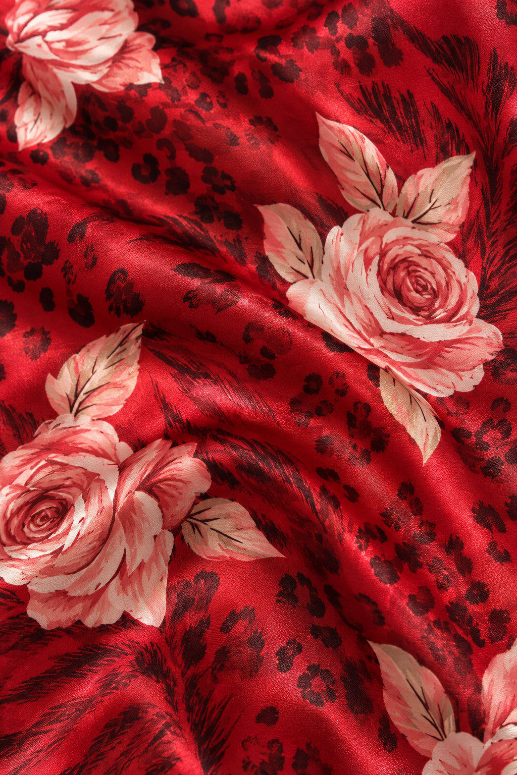Red Floral Satin Teddy – LARGE