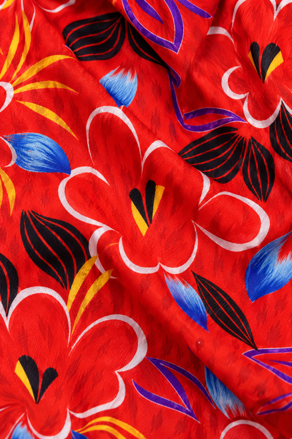 90s Vintage Red Tropical Floral Blouse | S/M