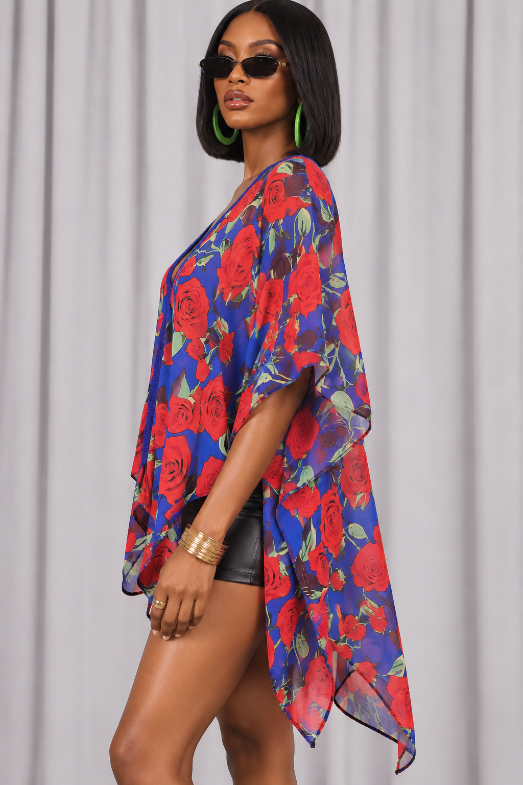 90s Red Rose Floral Caftan – One Size