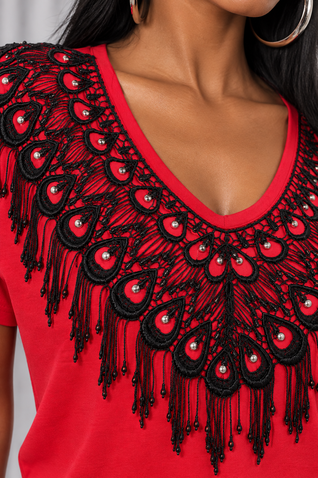 90s Red Tassel Western Top – S/M