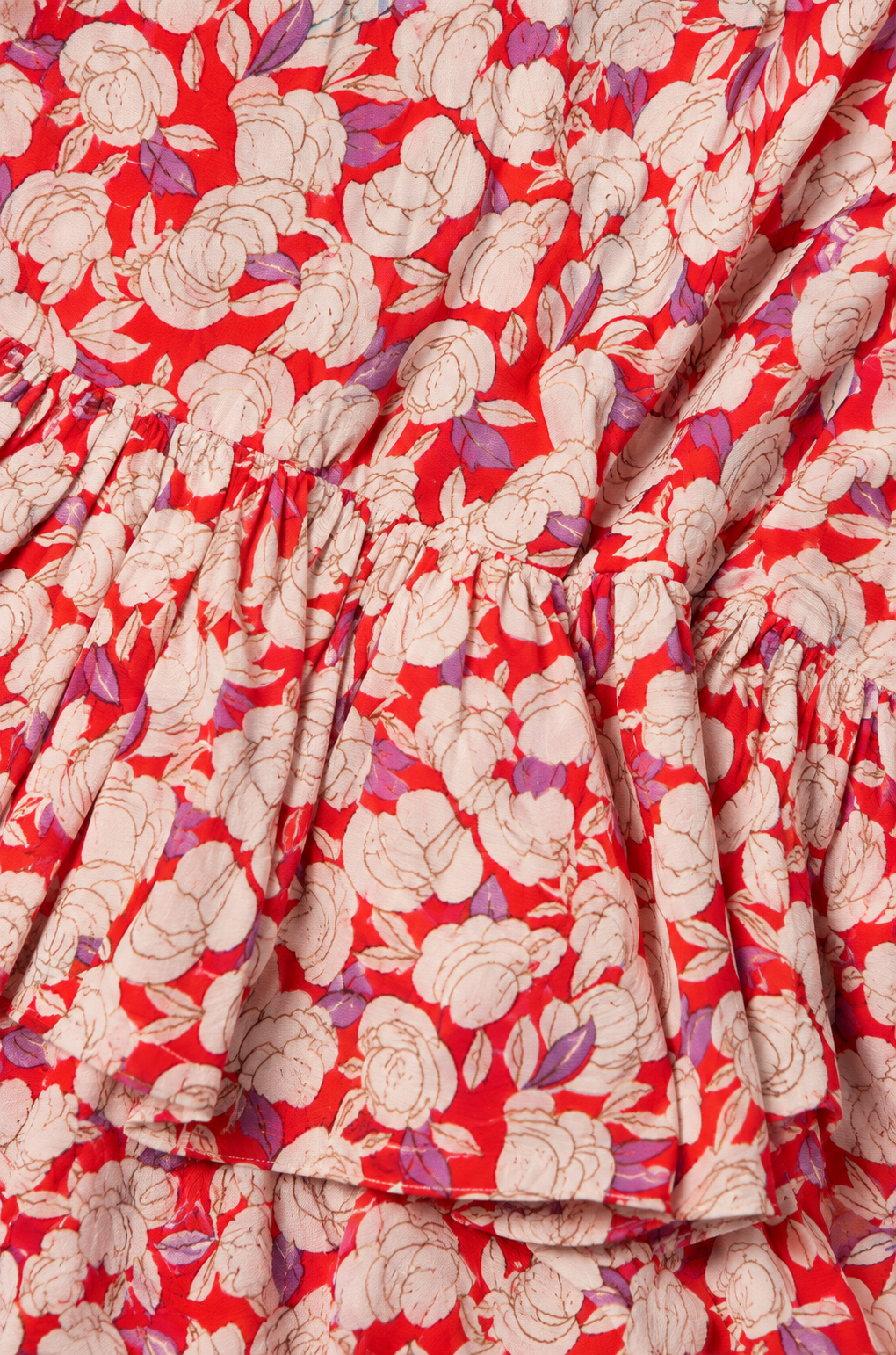 90s Vintage Red Floral Peplum Dress | Small