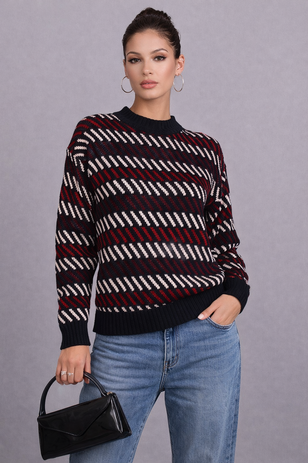 Vintage 90s Red & White Stripe Pullover | MEDIUM