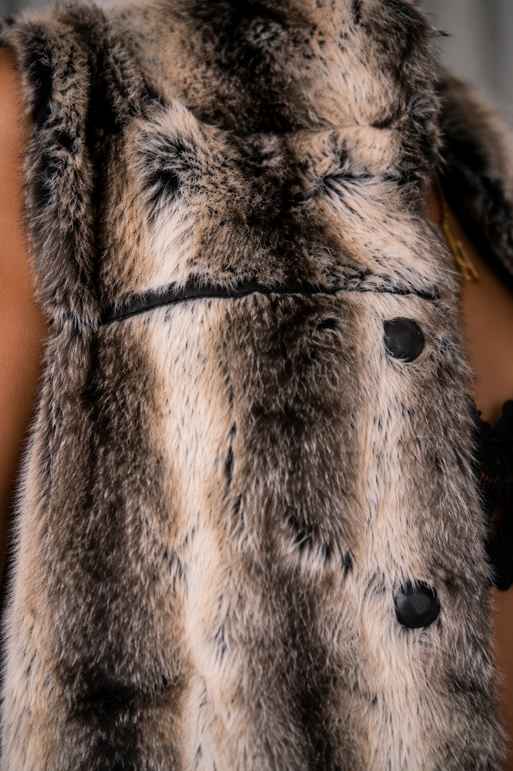 Vintage 90s Reversible Faux Fur Vest - MEDIUM