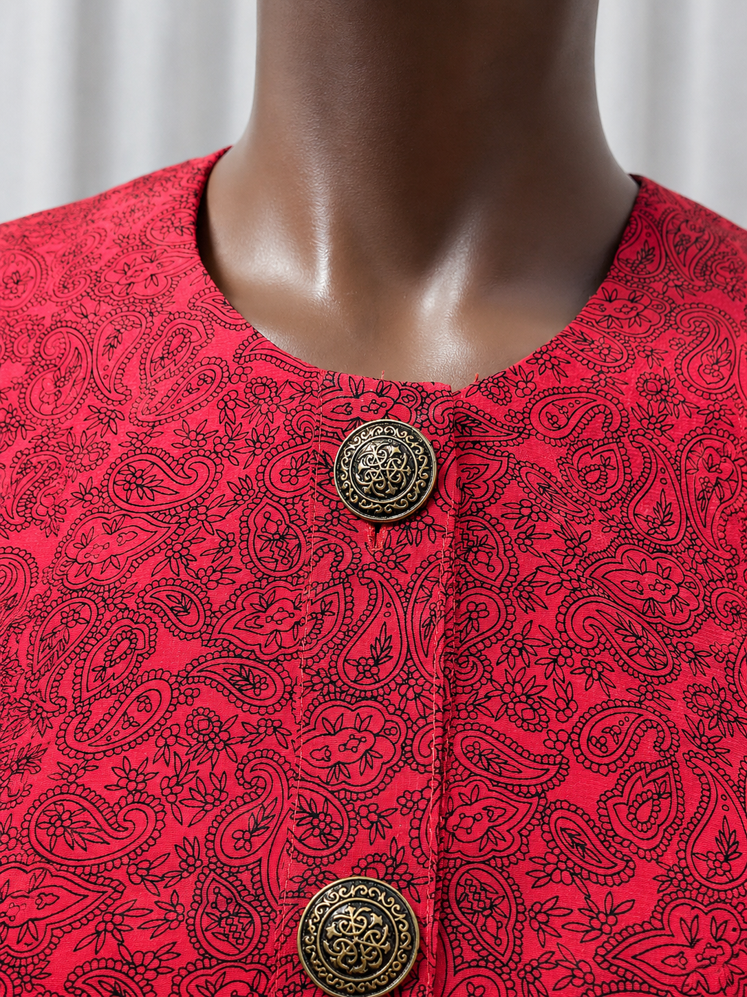 90s Red Paisley Blouse | MEDIUM