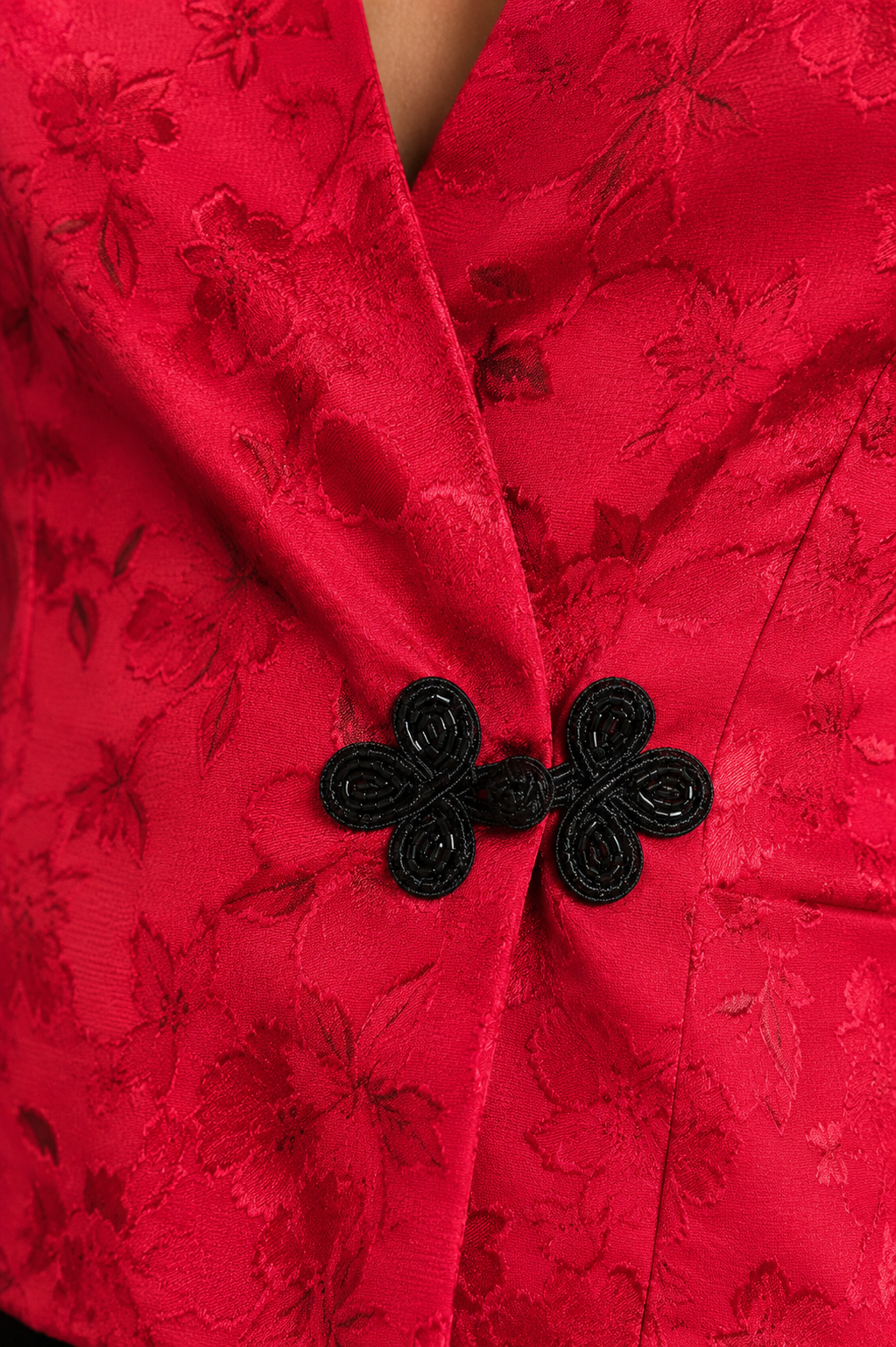 90s Red Floral Jacquard Jacket | MEDIUM