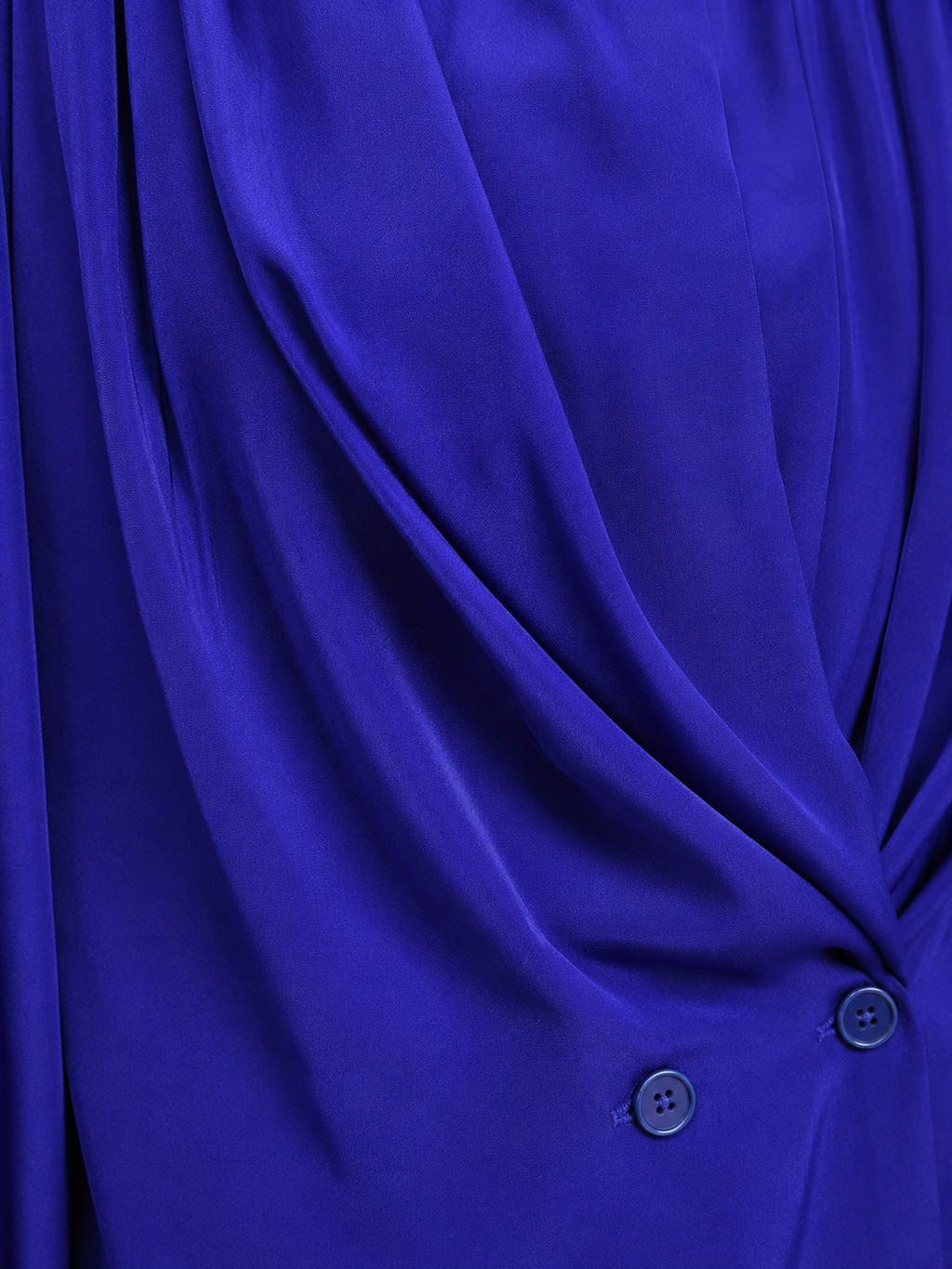 Vintage 90s Royal Blue Draped Blouse - MEDIUM