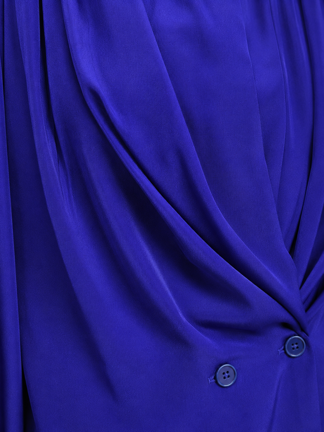 Vintage 90s Royal Blue Draped Blouse - MEDIUM