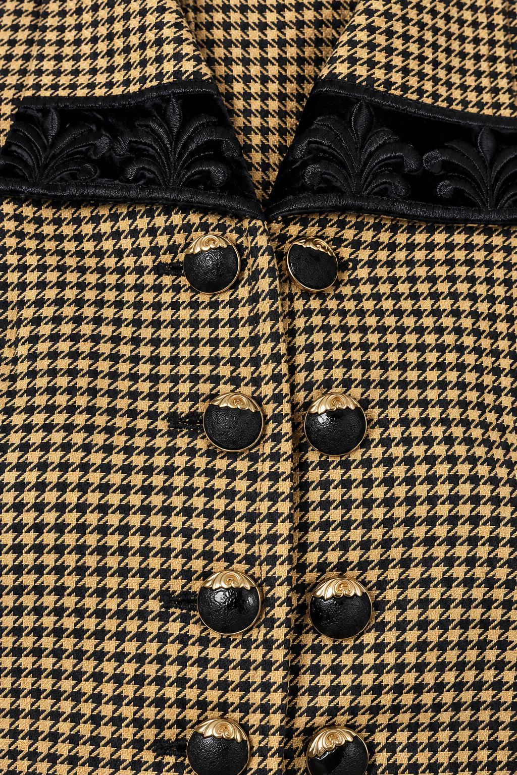 90s Tan Houndstooth Cropped Jacket – X-Small