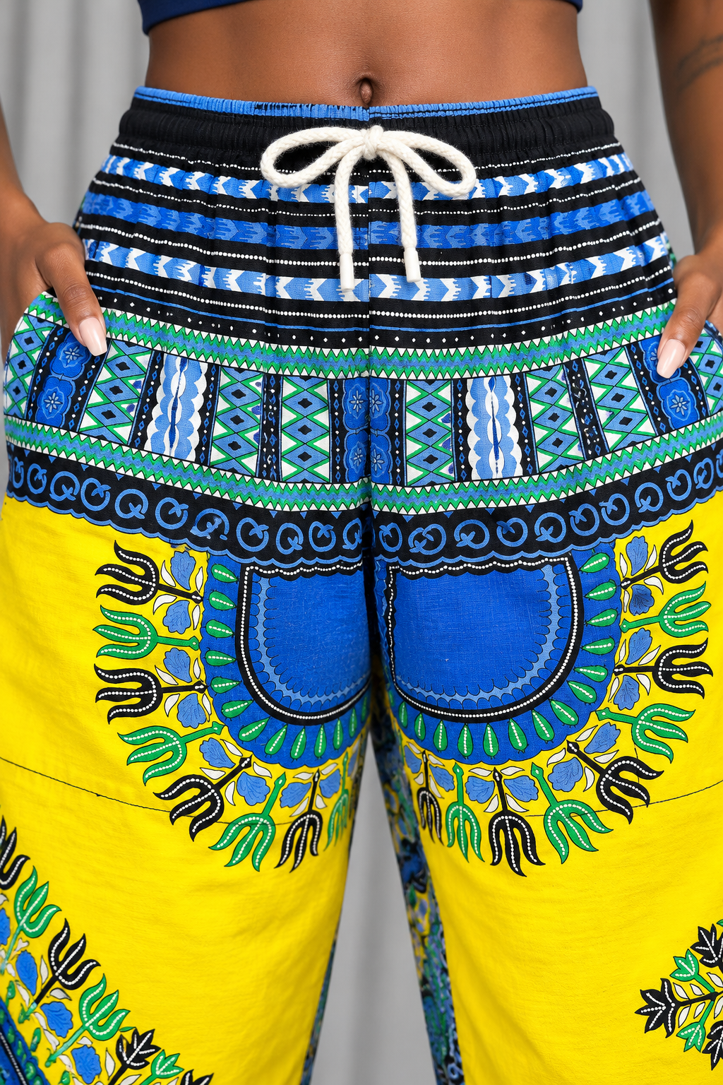 90s Vintage Yellow Tribal Print Pants - SMALL